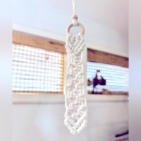 NEW: Father’s Day Gift Men’s Ties Handwoven Macramé Knotted Vehicle Mirror Decor - Picture 2 of 8